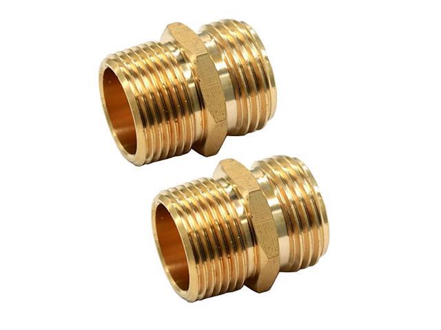 34 GHT Male x 34 NPT Male Connector Brass Garden Hose Fitting Adapter Industrial Metal Brass Garden Hose to Pipe Fittings Connect 2 Pack
