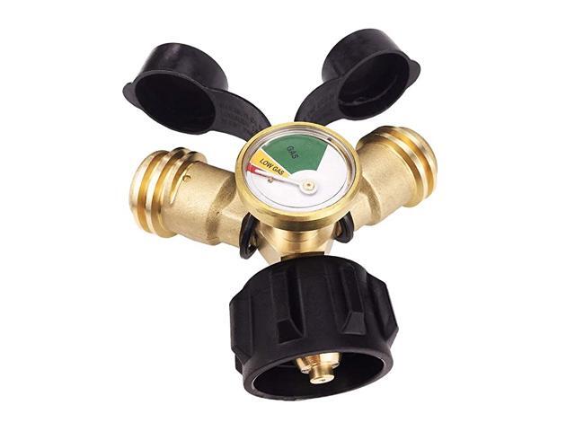 Propane Tank Gauge Propane Tank Splitter Adapter with Gauge QCC1 Type1 Dual Propane Tank Gauge LP Gas Adapter YSplitter Tee Grill Connector for