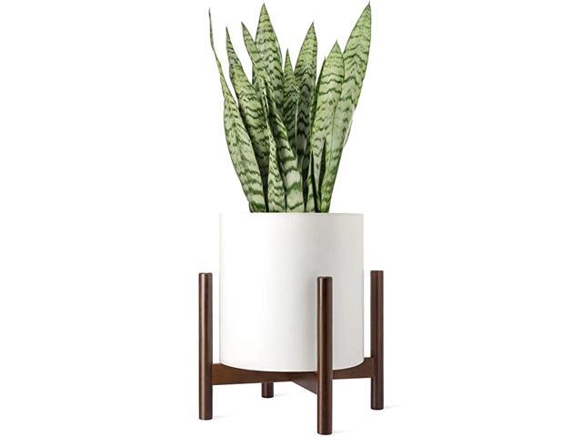 Plant Stand Mid Century Wood Flower Pot Holder Plant Pot NOT Included Potted Stand Indoor Display Rack Rustic Decor Up to 14 Inch Planter Dark Brown
