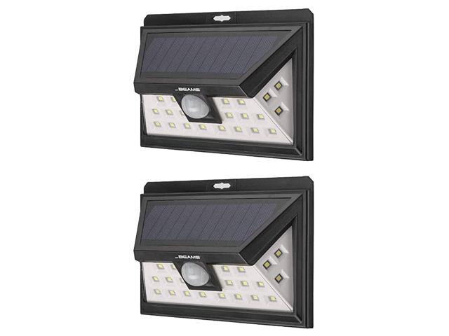 Solar Wedge Plus 24 LED Security Outdoor Motion Sensor Wall Light 2 pack Black