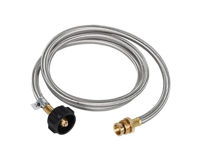 4FT Stainless Steel Braided Propane Adapter Hose 1 lb to 20 lb Converter for QCC1Type 1 LP Tank to 1 LB Portable Grill Camp Stove Buddy Heater