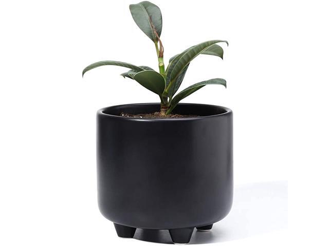 051702 Plant Pot with Drainage Hole 53 Inch Glazed Ceramic Modern Planters Indoor Bonsai Container for Plants Flower AloeMatte Black Plants Not