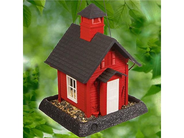States Village Collection School House Birdfeeder Easy Fill and Clean Squirrel Proof Hanging Cable included or Pole Mount pole sold separately