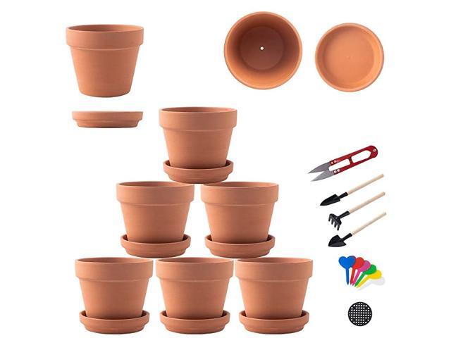Cotta Pots with Saucer 8Pack Large cotta Clay Pots 46 Clay Ceramic Pottery Planter Cactus Flower Pots Succulent Pot Drainage Hole Great for