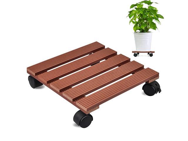 Plant Caddy Plant Stand with Wheels Heavy Duty IndoorOutdoor Holds up to 12 Inches and 80 Lbs Strong and Sturdy Design Square Merbau