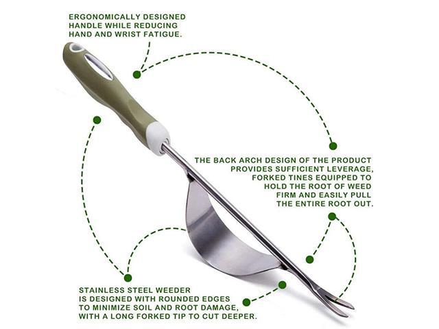 Hand Weeder Stainless Manual Weed Puller BendProof PP amp TPR Ergonomic Soft Handle NonSlip Weeding Tool Gardening Gift G2952US Remove Dandelions
