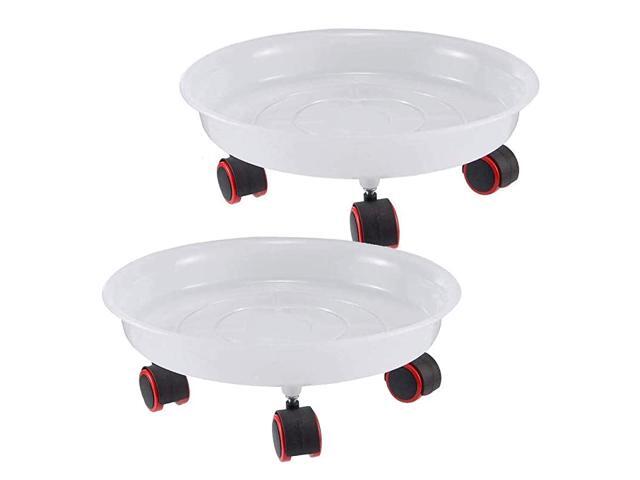 126 Inch Plant Caddy with Wheels Rolling Potted Plant Dolly Resin Wheeled Plant Stand Round Pot Mover Planter Pallet 2 Pack