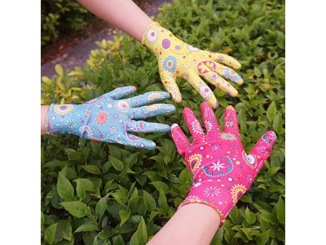 Clear Nitrile Garden Working Gloves Comfort Flex Coated Work Gloves Super Light Weight Breathable ML Size Fit Most 3 Pair