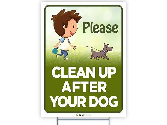 Please Clean Up After Your Dog Sign 9 x 12 Inches Colorful DoubledSided Pick Up After Your Dog Sign Unique Illustration Lawn Garden Signs for