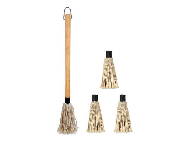 18 inches Large BBQ Basting Mop with 3 Extra Replacement Heads for Grilling amp Smoking Natural Color