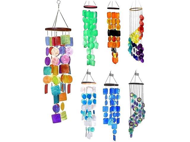 22890 Rainbow Wind Chimes Patio Lawn Garden Unique Wind Chimes Hanging Capiz Memorial Grace Handmade Chimes 27 inch Presents for Mom Gifts for Grandma