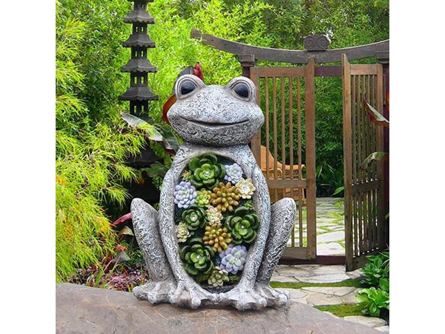 Statue Frog Figurine Waterproof Resin Succulent Plants with Solar Powered LED Lights for Halloween Patio Yard Decorations Home Decorations95 x 72 Inch