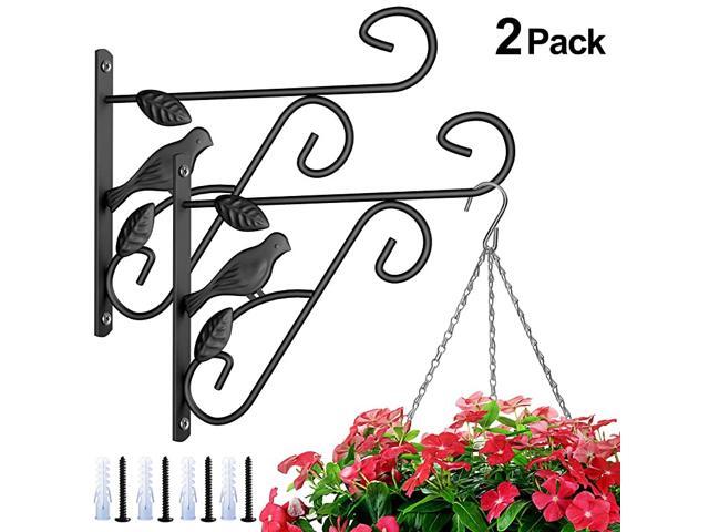 2 Pack Hanging Plants Brackets 10 Wall Planter Hooks Hangers Flower Pot Bird Feeder Wind Chimes Lanterns Patio Lawn Garden for Shelf Outdoor Indoor