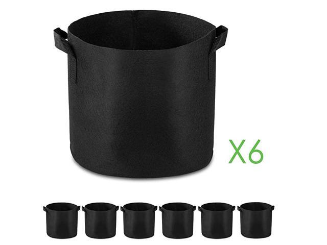 6Pack 30 Gallon Grow Bags Heavy Duty Container Thickened Nonwoven Fabric Plant Pots with HandlesBlack