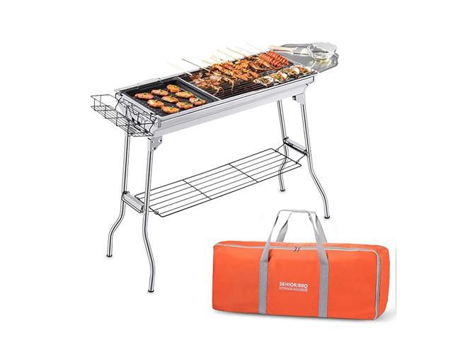 Charcoal Grill Foldable BBQ Grills Outdoor Cooking Charcoal Barbeque for Picnic Camping Patio Backyard Cooking 3937x 1319 x 2756 inch With Storage