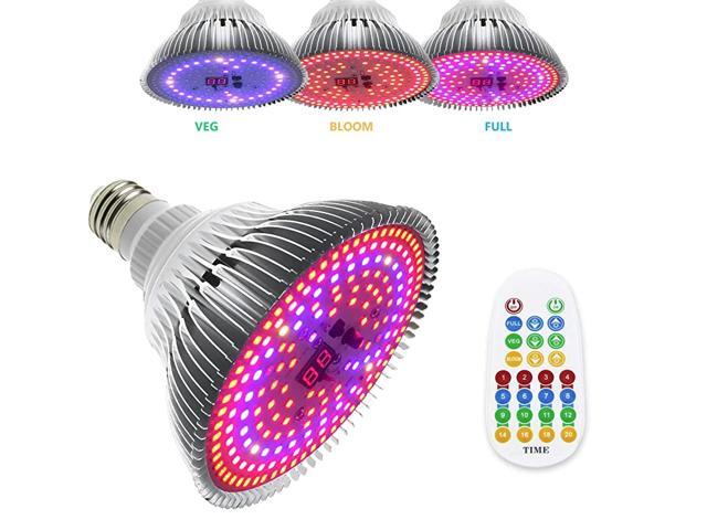 100W Led Grow Light Bulb with 3 Modes Timer Setting Auto OnOff Full Spectrum Plant Lights for Indoor Plants Hydroponics Flowers Vegetables E26E27