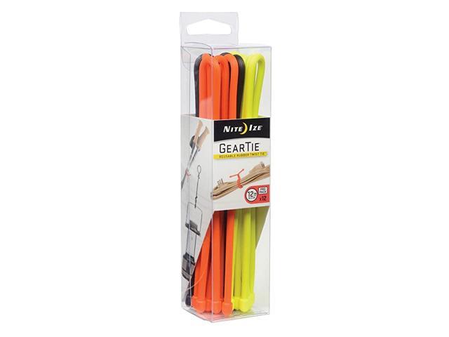 Original Gear Tie Reusable Rubber Twist Tie 12Inch Assorted Colors 12 Count Pro Pack Made in the USA