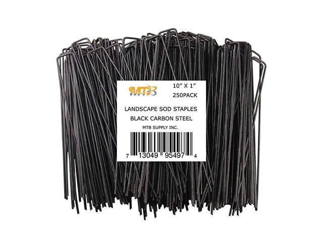 250 Pack 10x1 inch 11GA012inch Sod Staples Garden Pins Netting Stakes Ground Spikes Landscape Cover Pegs Carbon Steel Black
