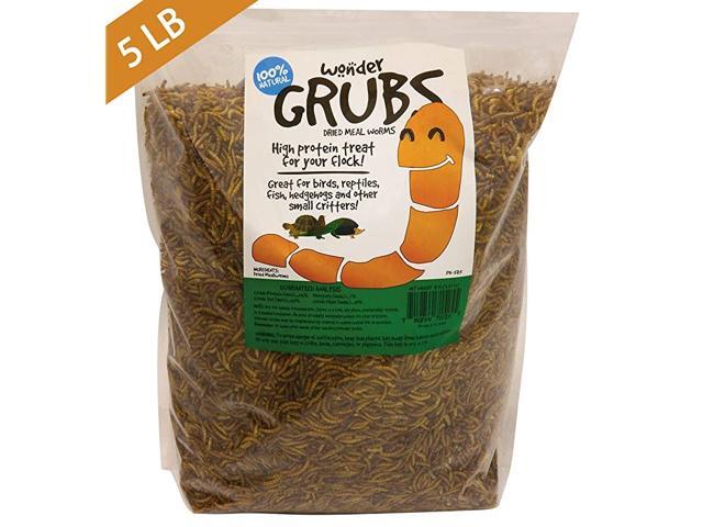 PH525 Wonder Grubs 5 lb NonGMO Dried HighProtein Mealworms for Wild BirdChicken DucksFishReptile Tortoise AmphibianLizard Single Brown