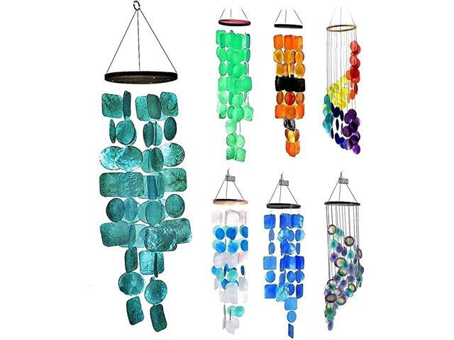 20744 Wind Chimes Unique Outdoor Garden Patio Gifts Capiz 27 inch Turquoise
