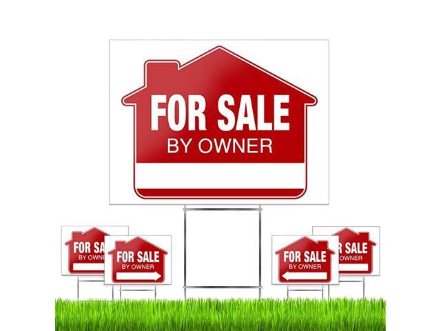 Sale By Owner Yard Sign 5 Pack PRO Home Sale Sign Kit Homes with Premium Stakes Stands Large 18 x 24 Size Visible Sturdy amp Vibrant Signs