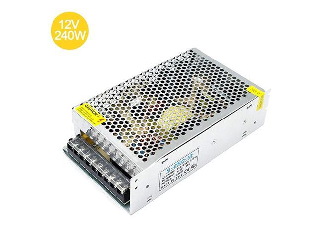 12V 20A 240W DC Universal Regulated Switching Power Supply Converter AC 100240V to DC 12 Volt LED Driver Transformer Adapter for LED Strip Light 3D