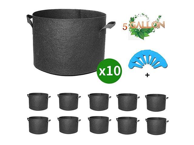 5 Gallon 10Pack Fabric Grow Pots Planting Pots NonWoven Fabric Planter for Gardening with Handles Black 5 Gallon10Pack