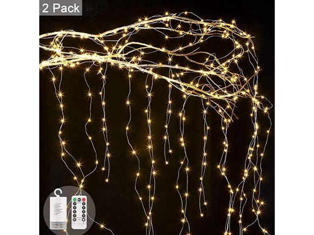 PCS Waterproof Decorative Waterfall String Lights10 Strands 00 LEDs Hanging Twinkle Fairy Lights Battery Operated with Remote Timer Silver Wire
