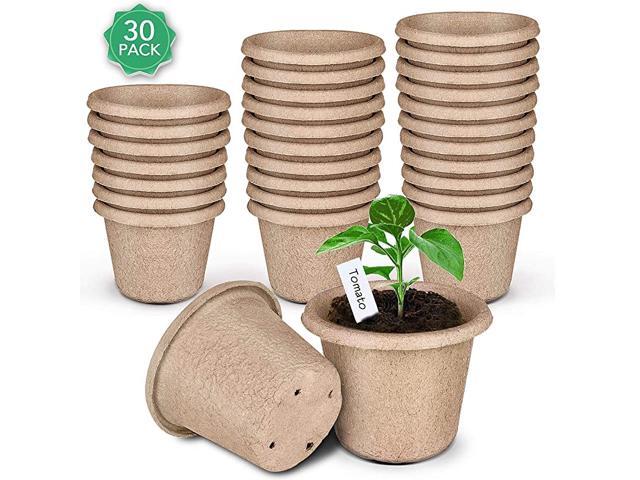 Peat Pots for Garden Seedling Tray 4in 100 EcoFriendly Organic Germination Seedling Trays Biodegradable 30 Pack and 10 Plastic Plant Markers Included