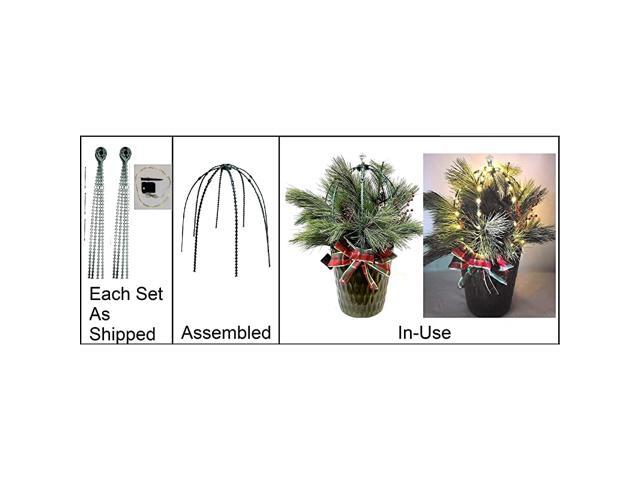 Outdoor Solar LED String Lights and 3D SphereShaped Topiary Frames Obelisk 2 Green 2 Sets Warm White Solar Lights