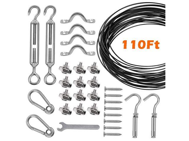 Globe String Light Suspension KitOutdoor Hanging Light Kit Stainless Steel Globe Lights Kit with 110Ft Wire Rope Cablefor Hanging String Light