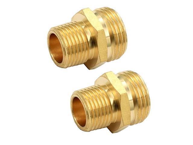 34 GHT Male x 12 NPT Male Connector Brass Garden Hose Fitting Adapter Industrial Metal Brass Garden Hose to Pipe Fittings Connect 2 Pack