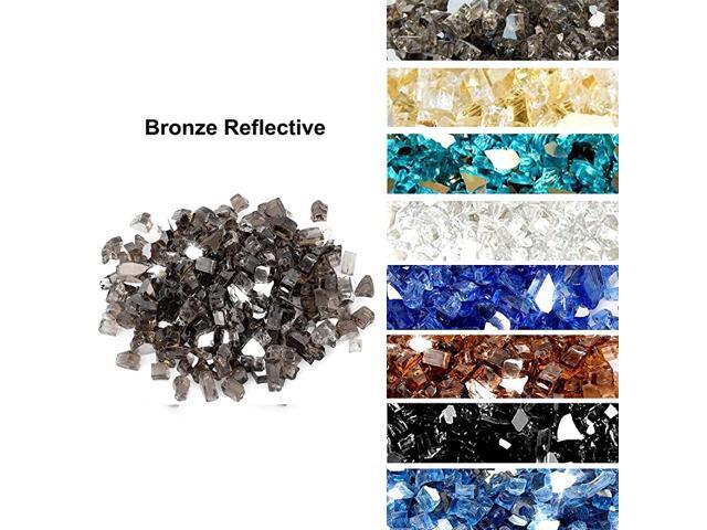 High Luster 10Pound Fire Glass for Fire Pit Fireplace Landscaping 14Inch Caribbean Blue Reflective