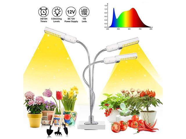 LED Grow Light for Indoor Plants 68W 156 LEDs Tri Head Auto OnOff Plant Light Sunlike Full Spectrum Grow Lamp with 3612H Timer 5 Dimmable Levels