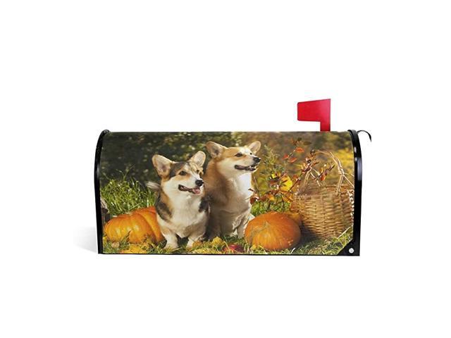 Welsh Corgi Mailbox Cover Standard Magnetic Mailbox Cover Wraps for Outside Garden Halloween Decor