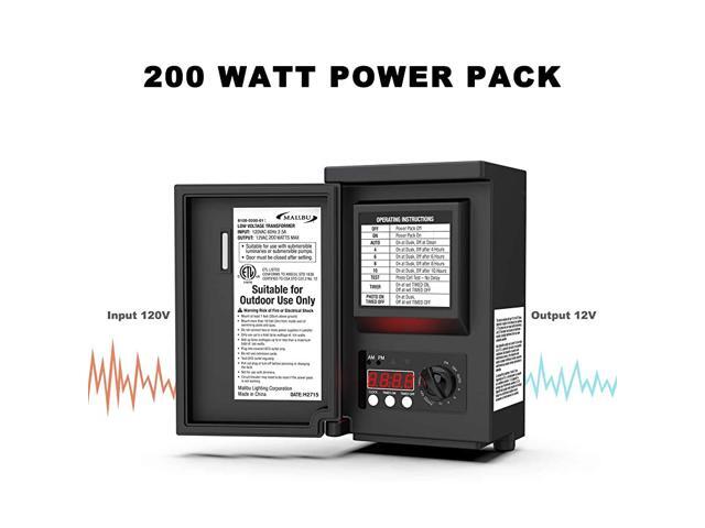 200 Watt Power Pack with Sensor and Weather Shield for Low Voltage Landscape Lighting Spotlight Outdoor Transformer 120V Input 12V Output 8100020001