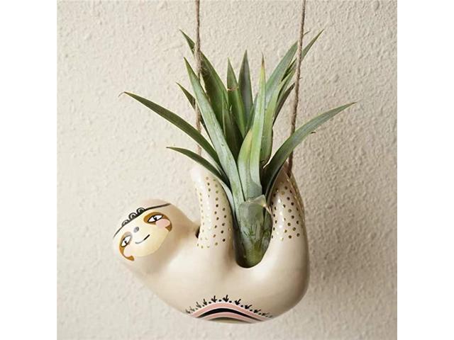 Cute Sloth Ceramic Hanging Succulent Planters Pottery Bonsai Cactus Flower Pot Air Plant Vase Holder for Indoor and Outdoor Decoration Hanging Sloth