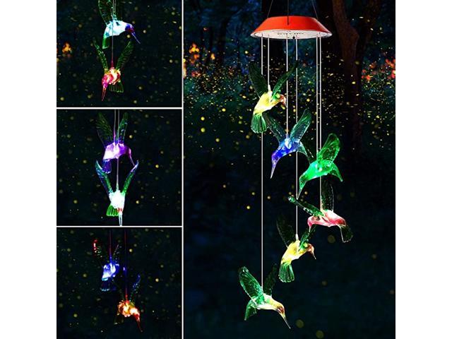 Solar Hummingbird Wind Chime Color Changing Solar Mobile Wind Chime Outdoor Best Gifts for Mom Mothers Day Mobile Hanging Patio Light