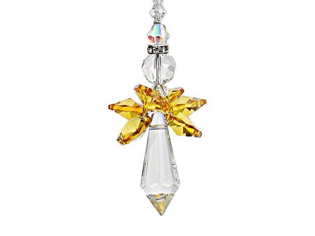 Rainbow Guardian Angel Crystal Suncatcher as HomeCar Decoration amp Porch Decor amp Hangings Crystal Glass Ornament Yellow