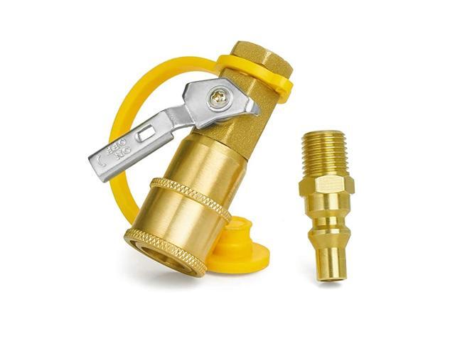 14 Inch RV Propane Quick Connect Fittings NaturalLP Gas Propane Disconnect Kit with Shutoff Valve Full Flow Plug 100 Solid Brass