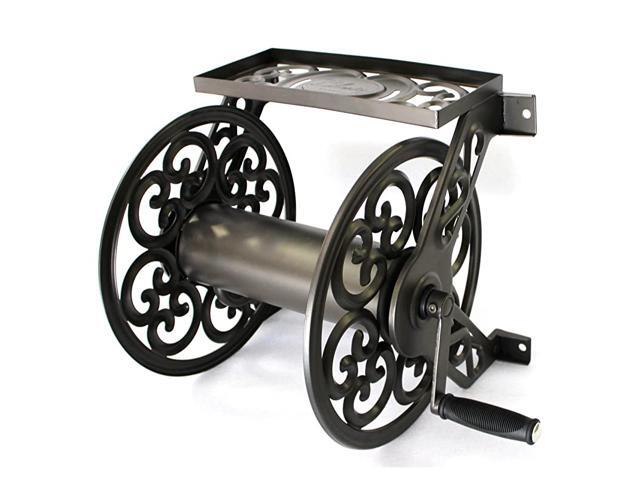 Garden 708 Steel Decorative Wall Mount Garden Hose Reel Holds 125Feet of 58Inch Hose Bronze