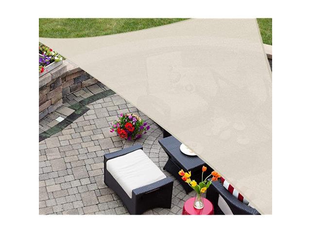 Sun Shade Sail Triangle 12 x 12 x 17 UV Block Canopy for Patio Backyard Lawn Garden Outdoor Activities Cream