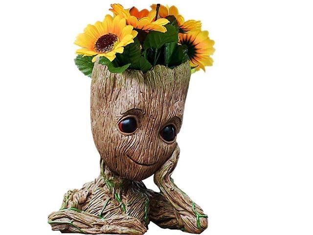 Guardians of The Galaxy Groot Pen Pot Tree Man Pens Holder or Flower Pot with Drainage Hole Perfect for a Tiny Succulents Plants and Best Christmas
