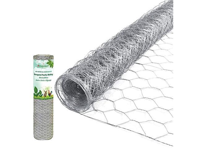 2 inch Hexagonal Poultry Netting Galvanized Chicken Wire Mesh Fence 20gauge Large Frame with Chicken Netting Rabbits Pets Dog Cat Vegetable Garden