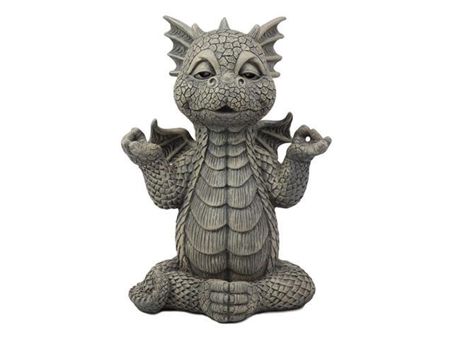 Whimsical Inner Peace Garden Yoga Sutra Asana Meditating Dragon Statue 10quot Tall Faux Stone Resin Finish Decor Figurine