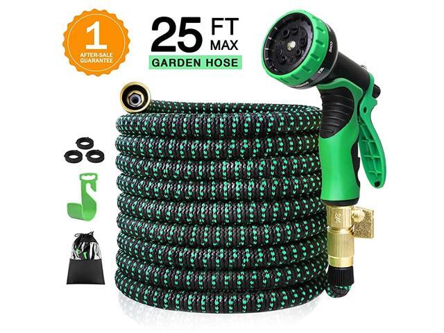 25ft Expandable Garden Hose Durable Flexible Water Hose 9 Function Spray Hose Nozzle 34quot Solid Brass Connectors Extra Strength Fabric