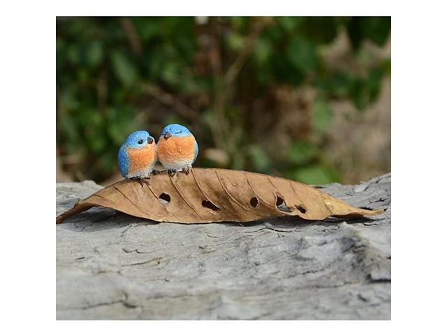Miniature Fairy Garden and Terrarium Statue Bluebirds on Leaf