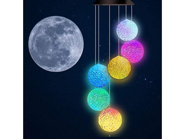 Crystal Ball Solar Wind Chime Wind Chimes Outdoor with Color Changing LED Mobile Patio Lights Romantic Décor for Garden Yard Home Gifts for Mom