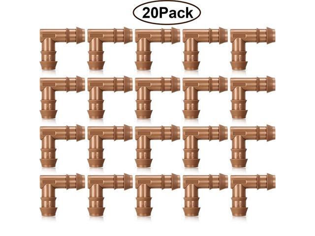 Packs 12 Inch Barbed Connector Plastics Drip Irrigation Barbed Elbow Coupling Hose Connector 17 mm Diameter