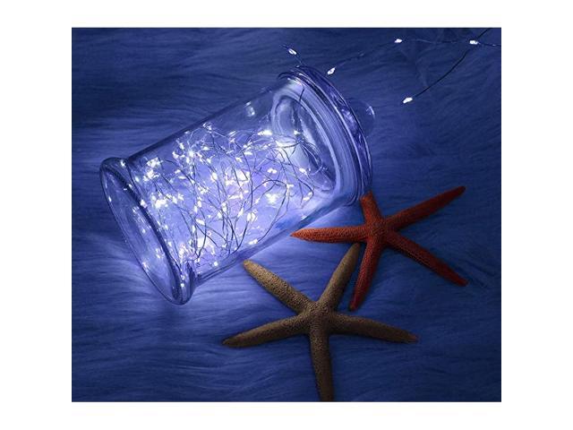 2 Pack Fairy Lights Mini String Lights Waterproof Battery Operated 8 Modes 60 Cool White LED 20 feet Twinkle Lights Silver Copper Wire Firefly